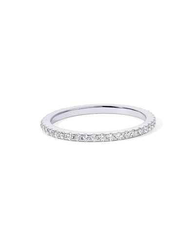 PAVOI 14K Gold Plated Solid 925 Sterling Silver CZ Simulated Diamond Stackable Ring Eternity Bands for Women