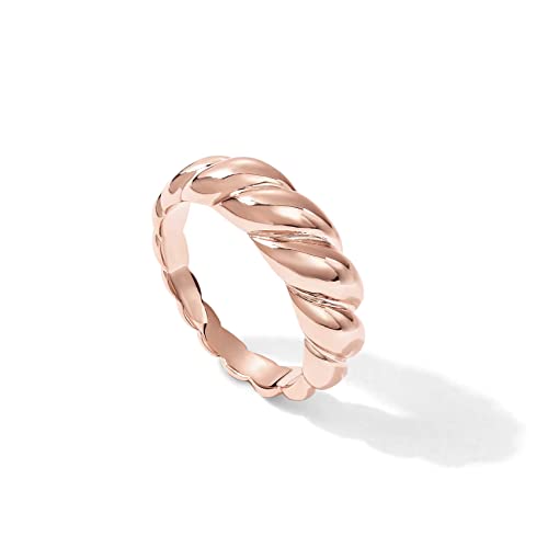 PAVOI 14K Gold Plated Croissant Dome Ring | Twisted Braided Gold Plated Ring | Chunky Signet Ring for Women