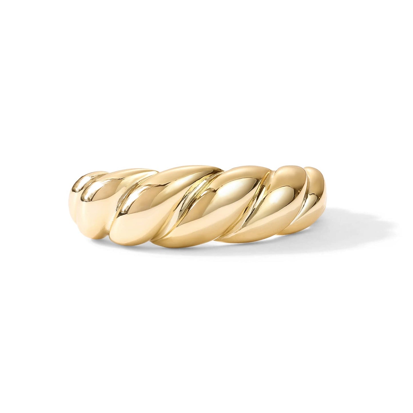 PAVOI 14K Gold Plated Croissant Dome Ring | Twisted Braided Gold Plated Ring | Chunky Signet Ring for Women