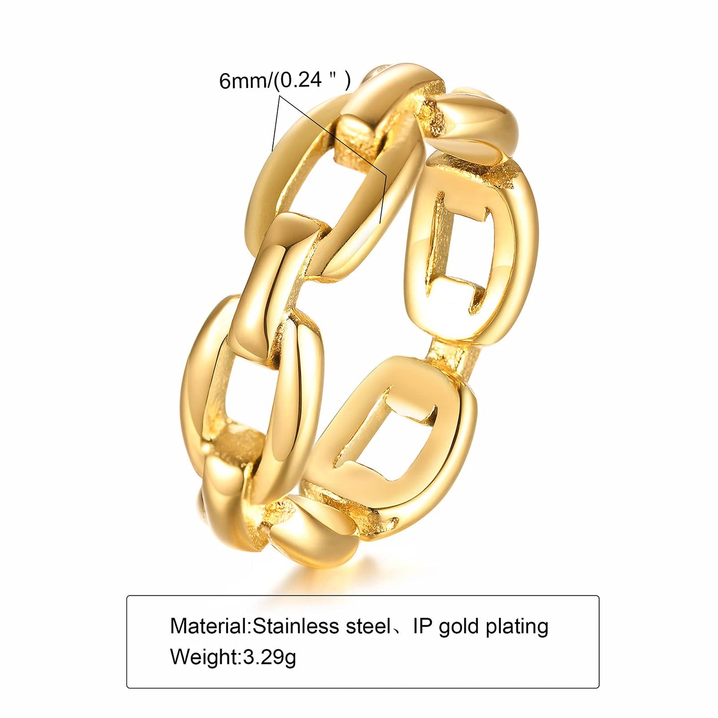 VNOX 18K Gold Plated Stainless Steel Cuff Link Ring for Women