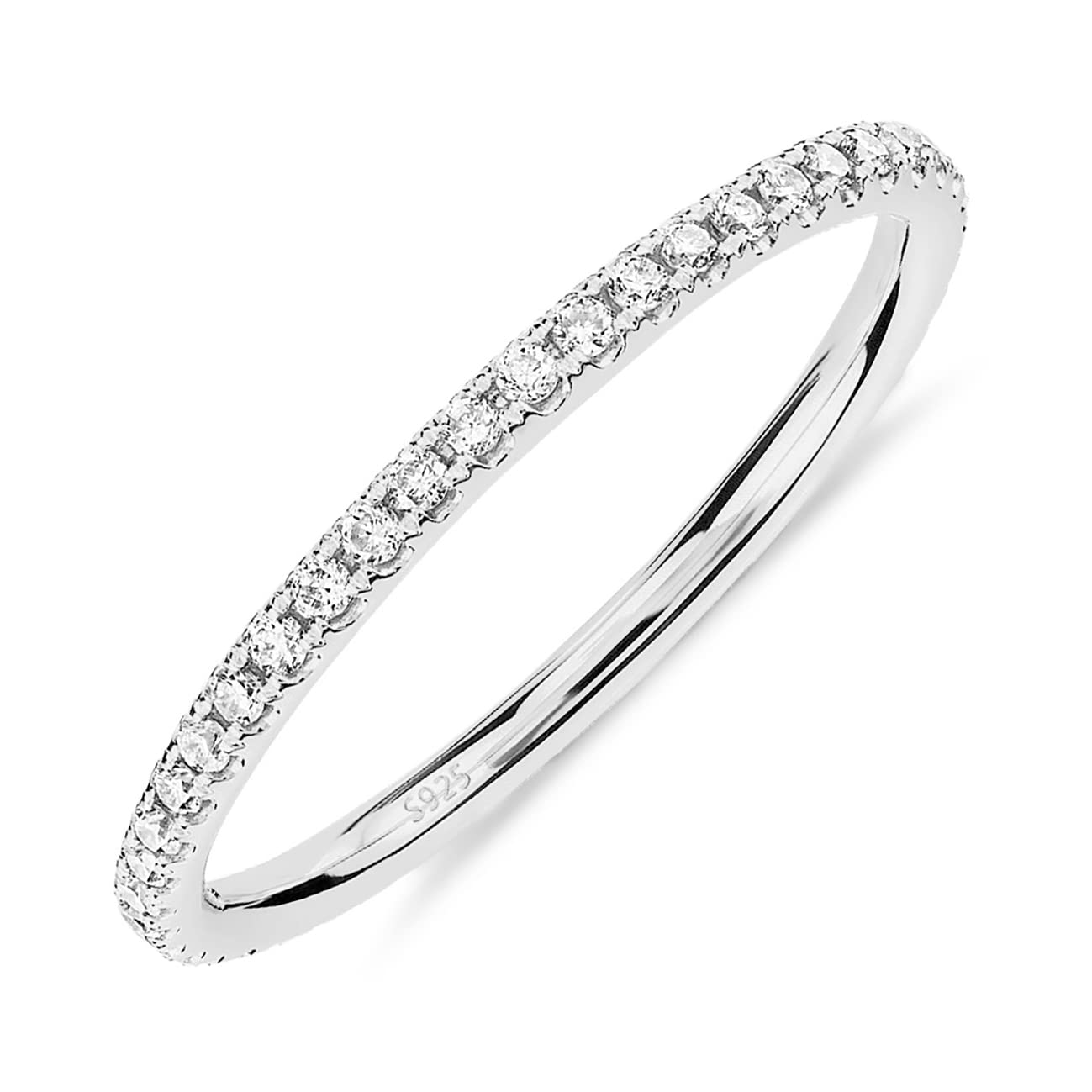 PAVOI 14K Gold Plated Solid 925 Sterling Silver CZ Simulated Diamond Stackable Ring Eternity Bands for Women