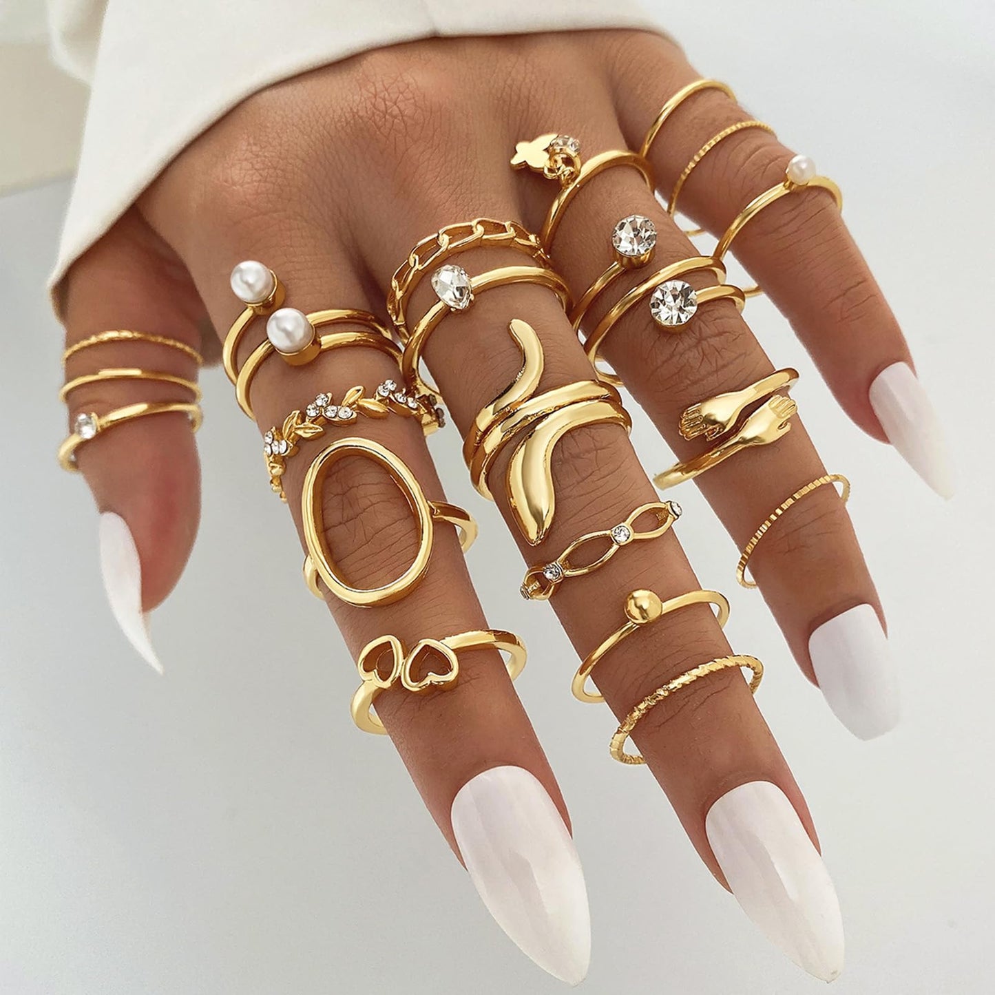 IFKM 51 Pcs Gold Knuckle Rings Set For Women Girls Vintage Stackable Joint Finger Midi Rings Dainty Cubic Zirconia Crystal Simple Twist Hollow Cute Rings Pack Jewelry Gift