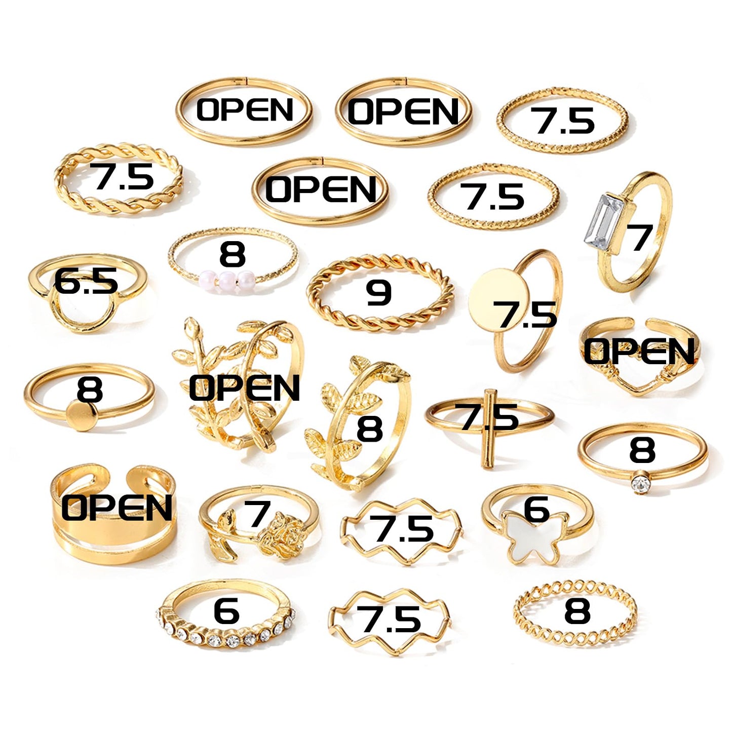 IFKM 51 Pcs Gold Knuckle Rings Set For Women Girls Vintage Stackable Joint Finger Midi Rings Dainty Cubic Zirconia Crystal Simple Twist Hollow Cute Rings Pack Jewelry Gift