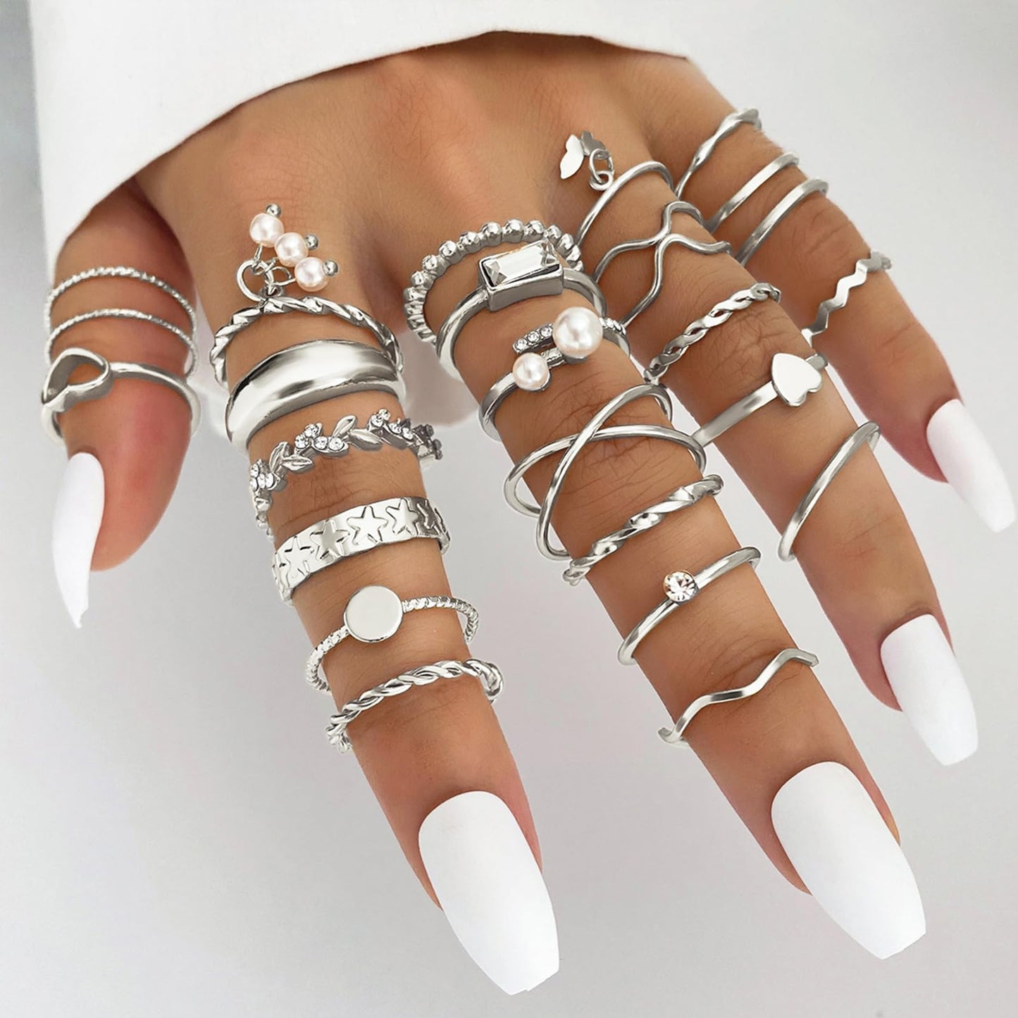 IFKM 51 Pcs Gold Knuckle Rings Set For Women Girls Vintage Stackable Joint Finger Midi Rings Dainty Cubic Zirconia Crystal Simple Twist Hollow Cute Rings Pack Jewelry Gift