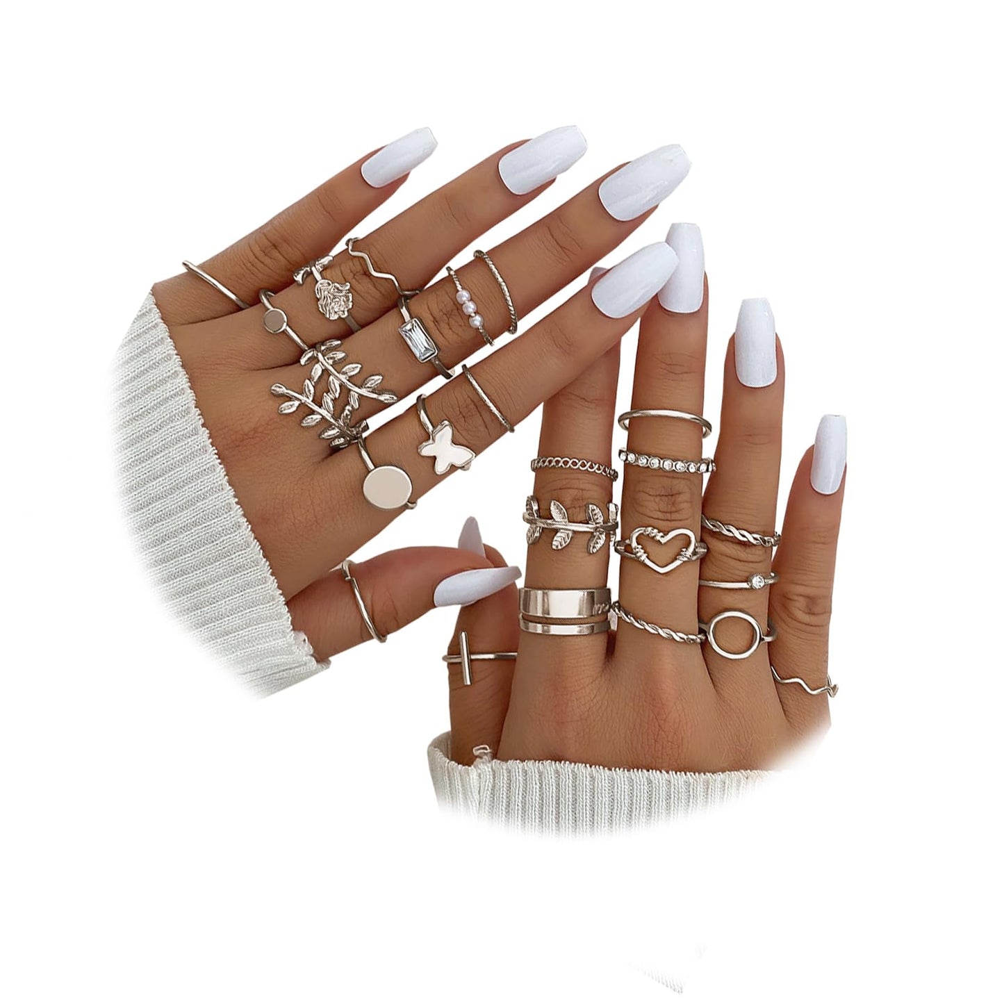 IFKM 51 Pcs Gold Knuckle Rings Set For Women Girls Vintage Stackable Joint Finger Midi Rings Dainty Cubic Zirconia Crystal Simple Twist Hollow Cute Rings Pack Jewelry Gift