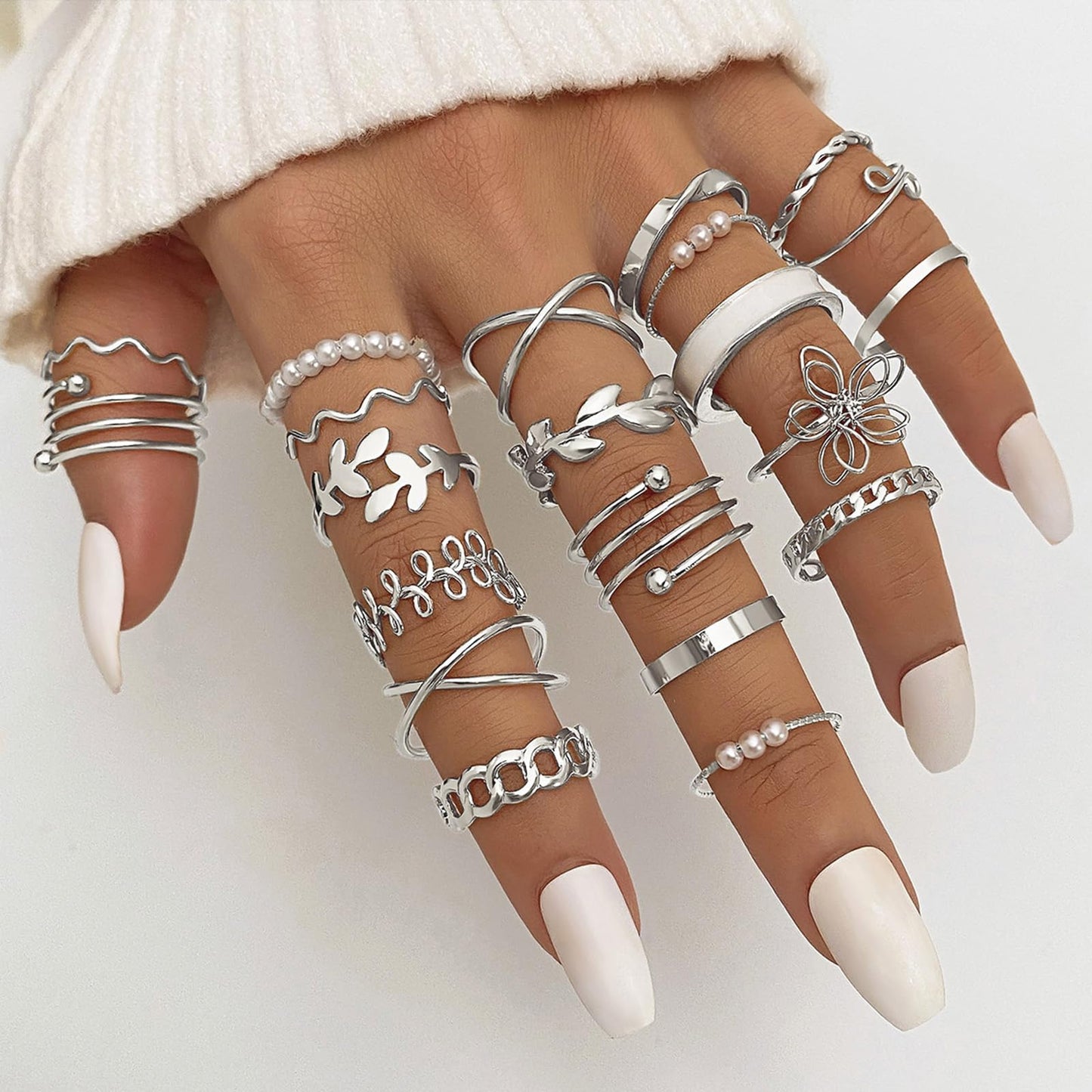 IFKM 51 Pcs Gold Knuckle Rings Set For Women Girls Vintage Stackable Joint Finger Midi Rings Dainty Cubic Zirconia Crystal Simple Twist Hollow Cute Rings Pack Jewelry Gift