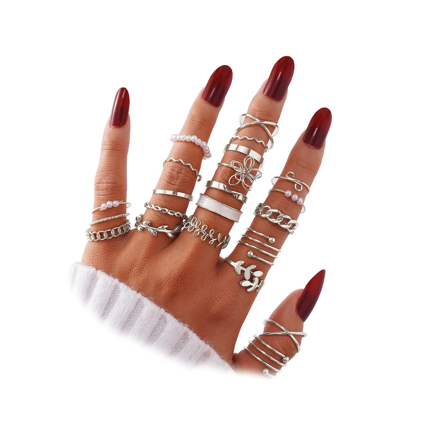 IFKM 51 Pcs Gold Knuckle Rings Set For Women Girls Vintage Stackable Joint Finger Midi Rings Dainty Cubic Zirconia Crystal Simple Twist Hollow Cute Rings Pack Jewelry Gift